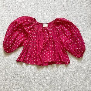 Anthropologie Kopai Red Crop Peasant Blouse